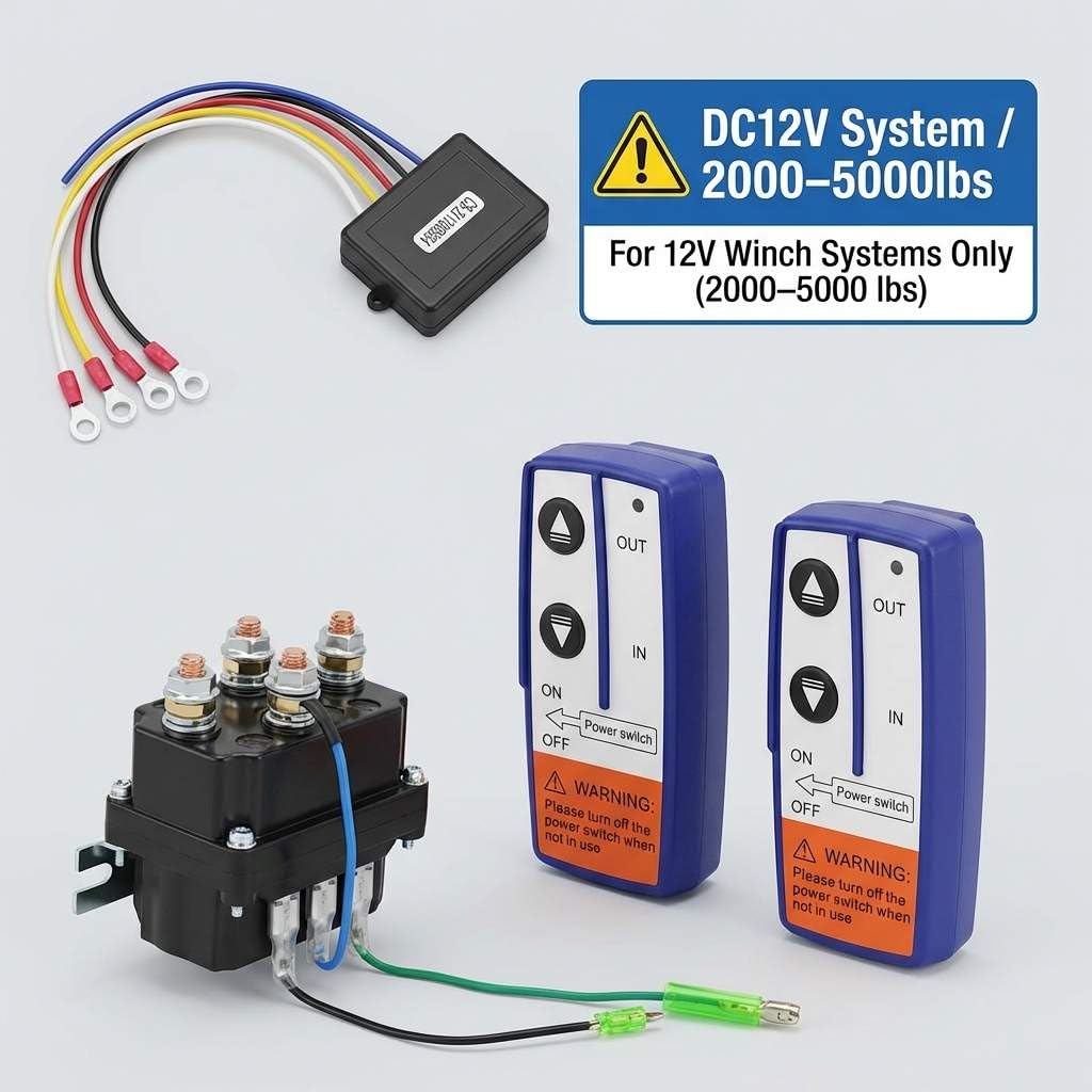 QWORK solenoid relay winch with waterproof housing