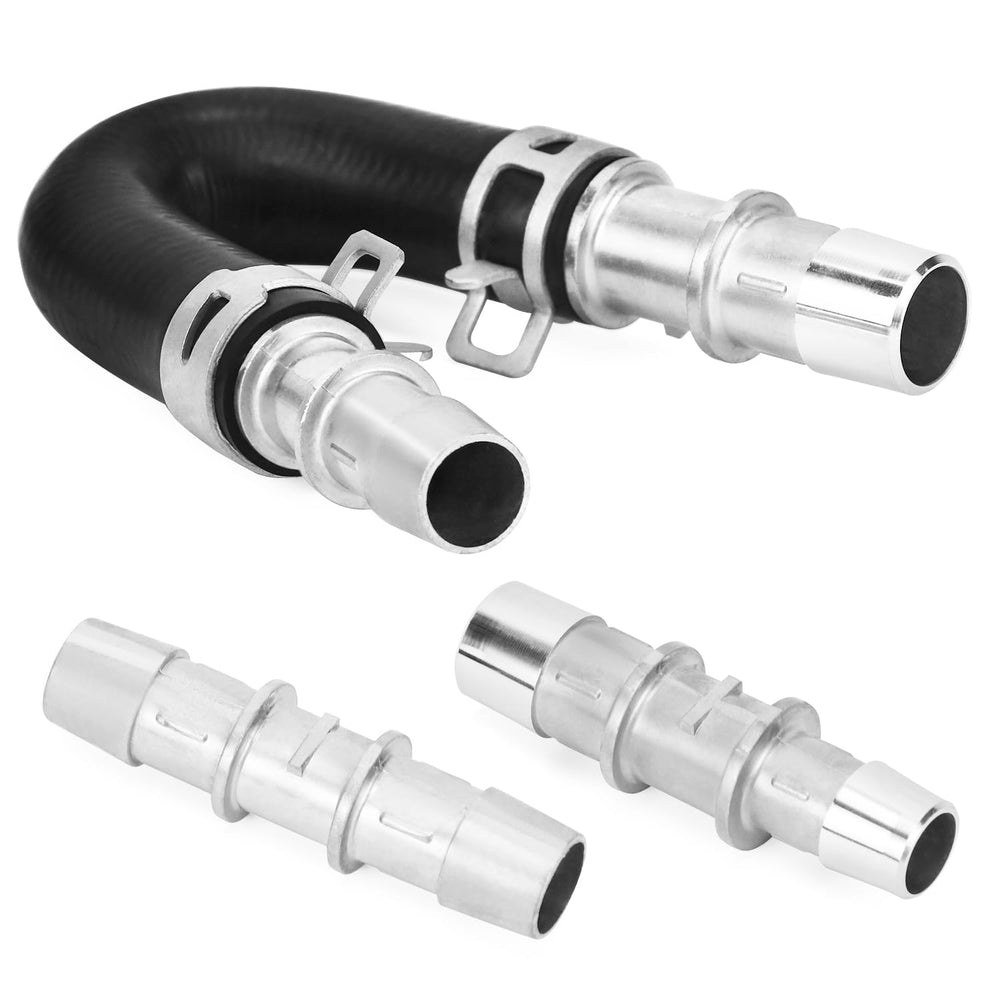 QWORK aluminum engine heater core bypass kit close-up shows durable construction.