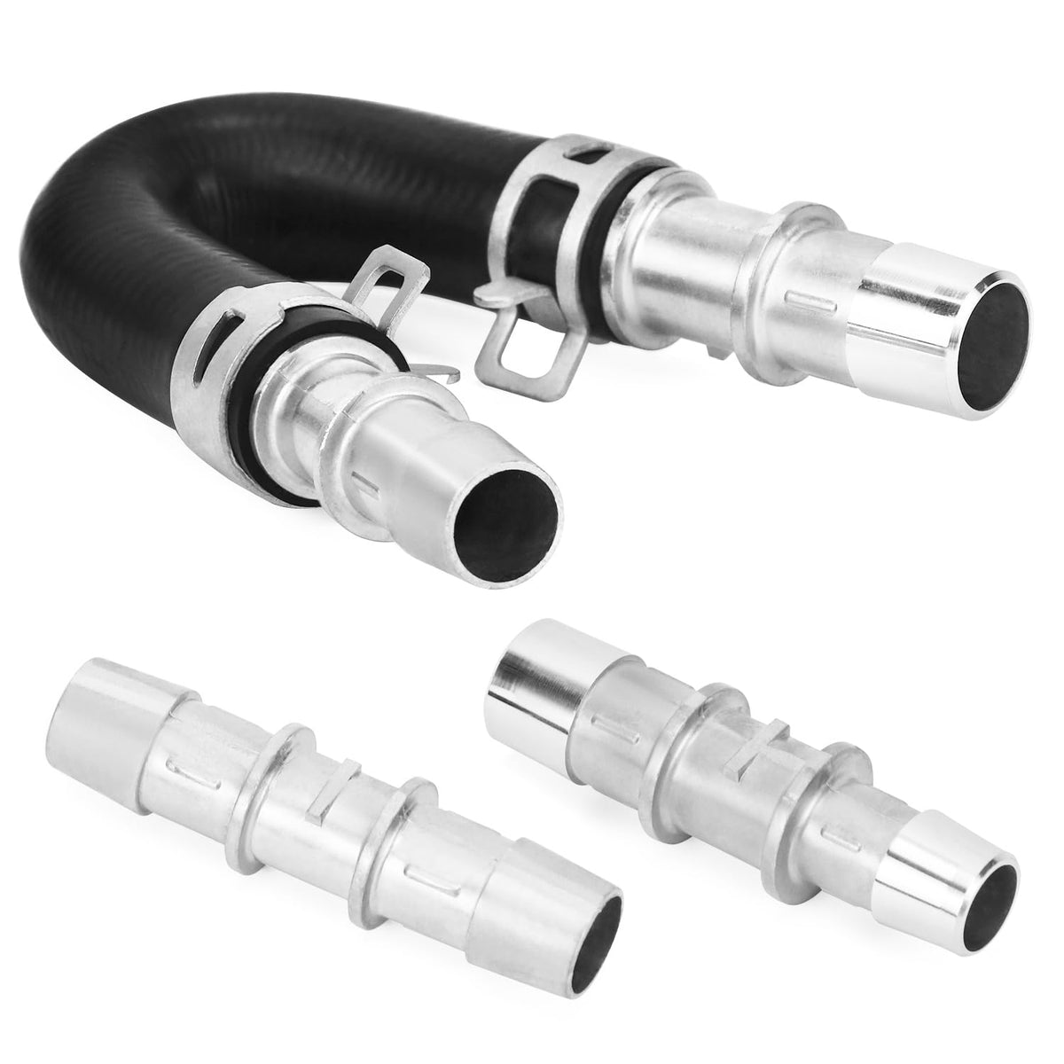 QWORK aluminum engine heater core bypass kit close-up shows durable construction.