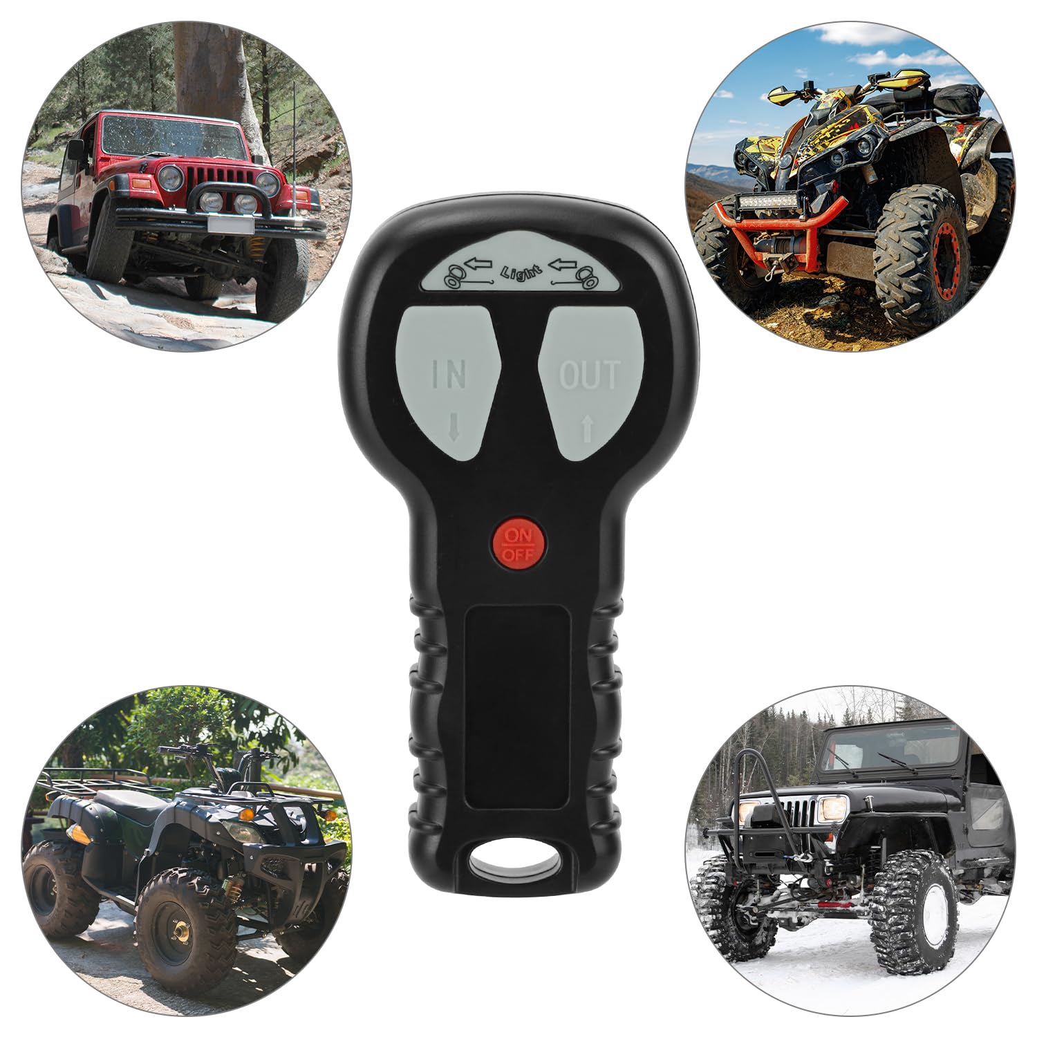 QWORK winch mounted on a truck with wireless control.