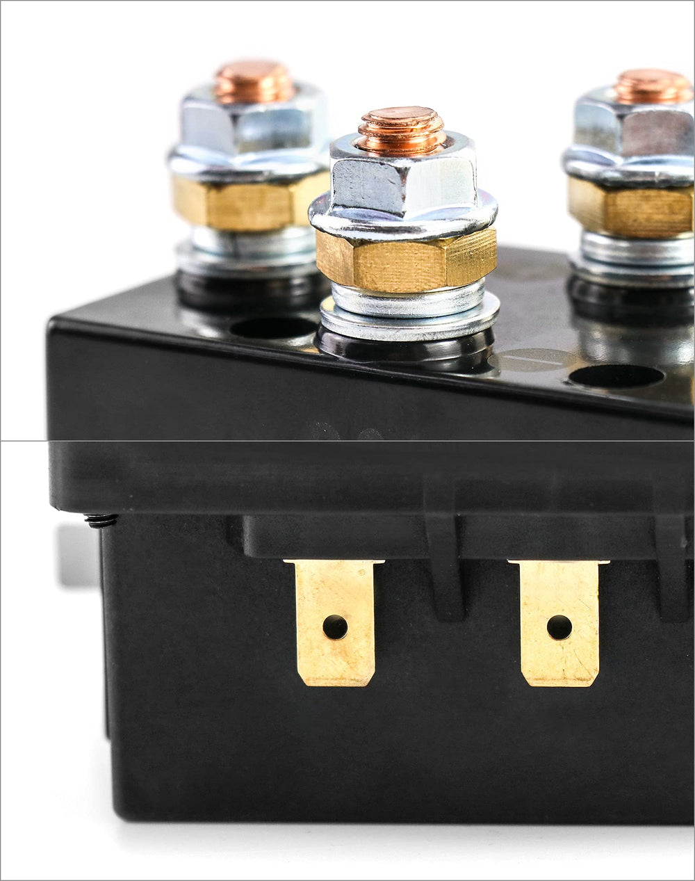 QWORK winch relay with four M8 terminals for direct wiring