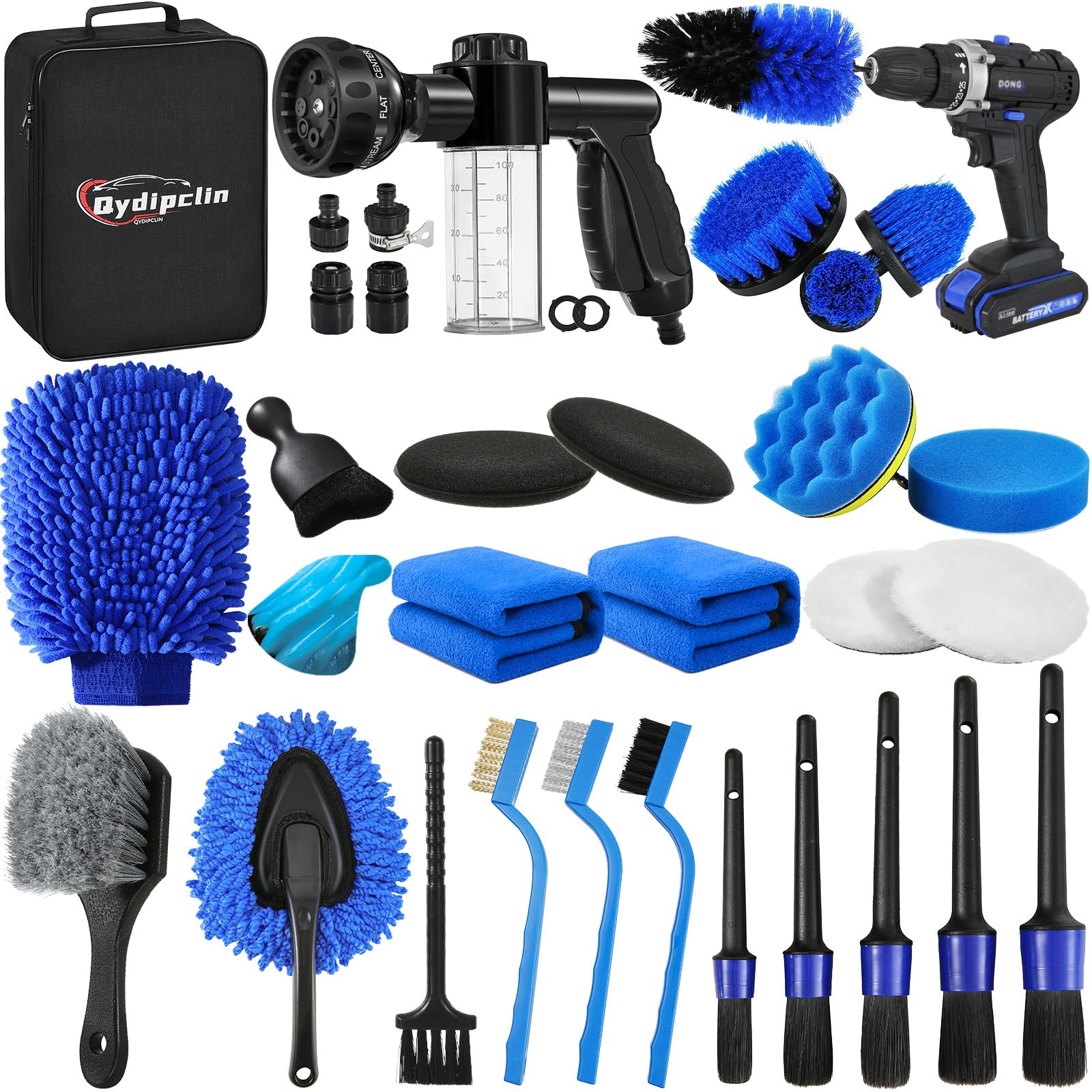 Qydipclin 35-piece car detailing kit ready for full interior and exterior detailing.