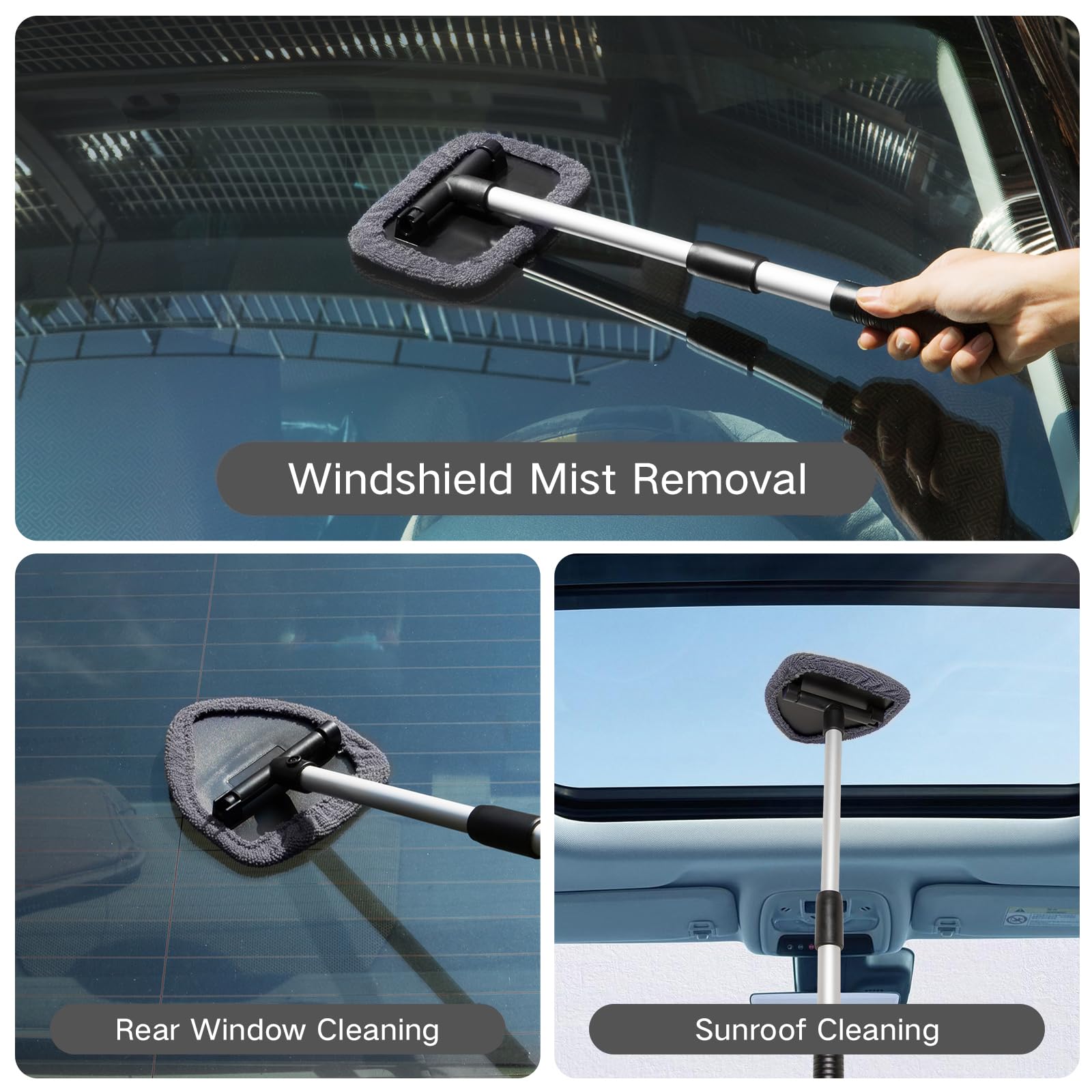 Extendable aluminum handle for hard to reach windshield areas