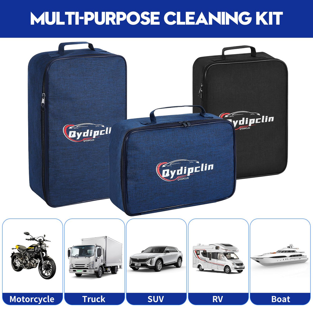 Qydipclin tire brush and cleaning gel tackle wheels and rims effectively.