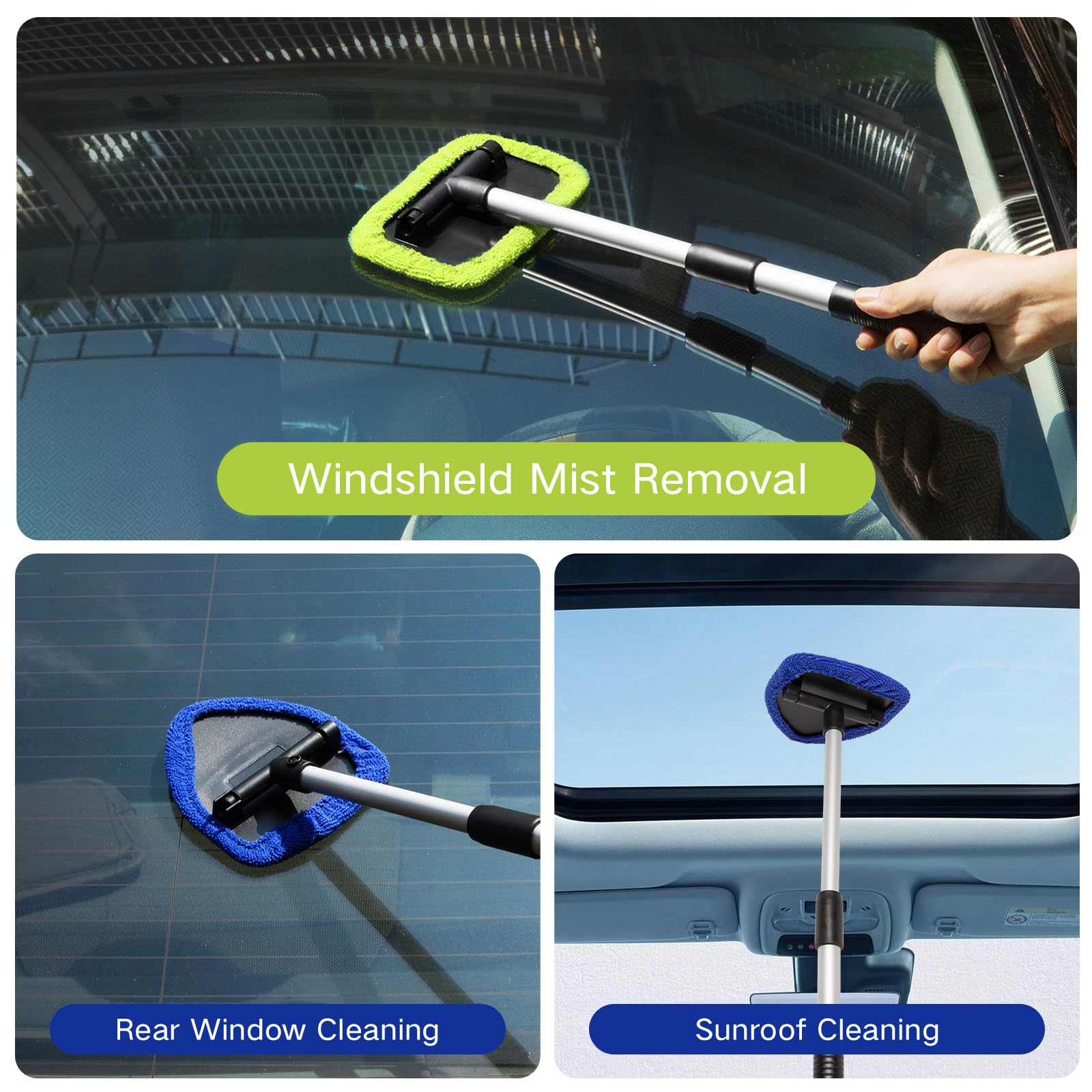 Qydipclin extendable handle extended for hard-to-reach windshield edges