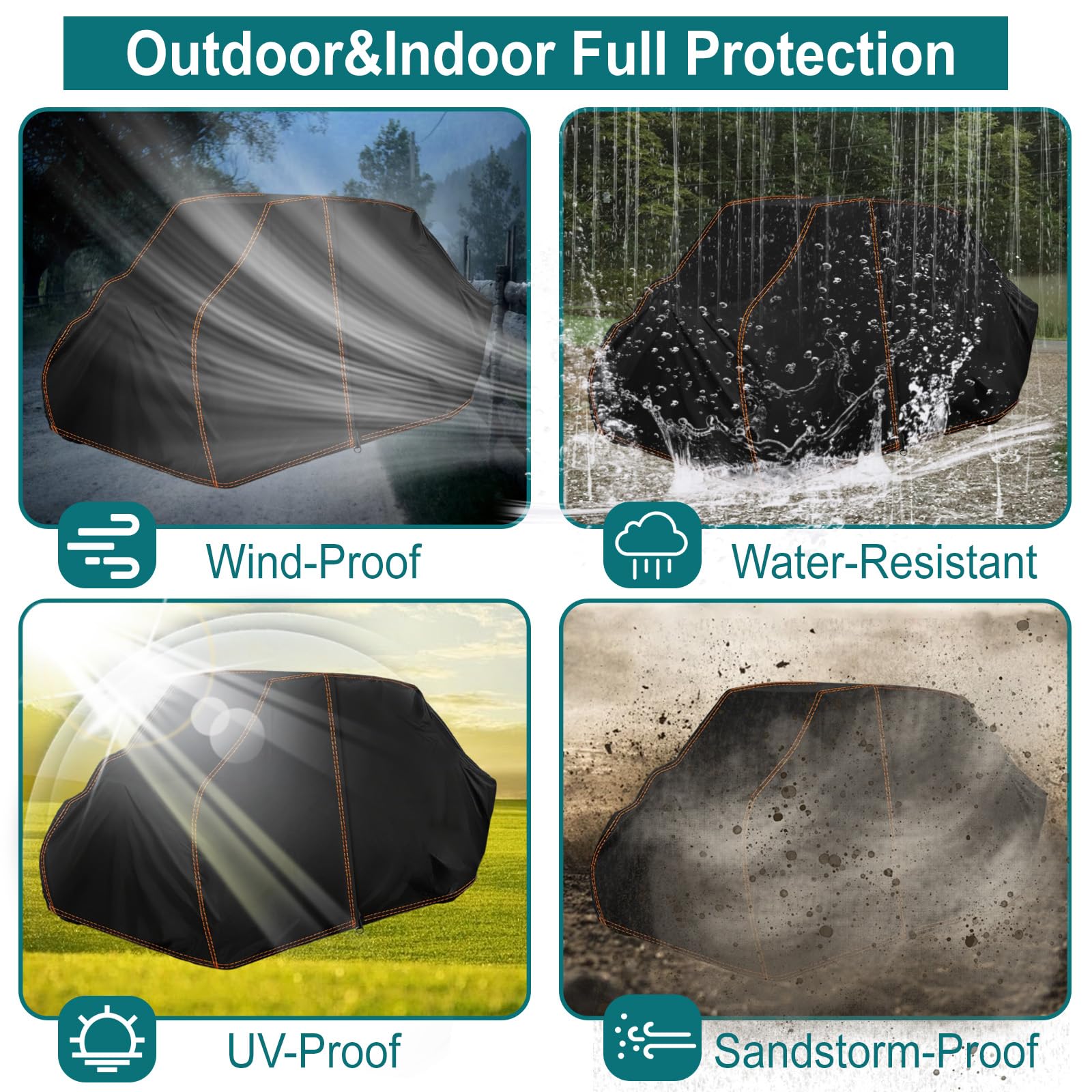 QYMOTO 420D heavy-duty fabric guards your UTV from the elements