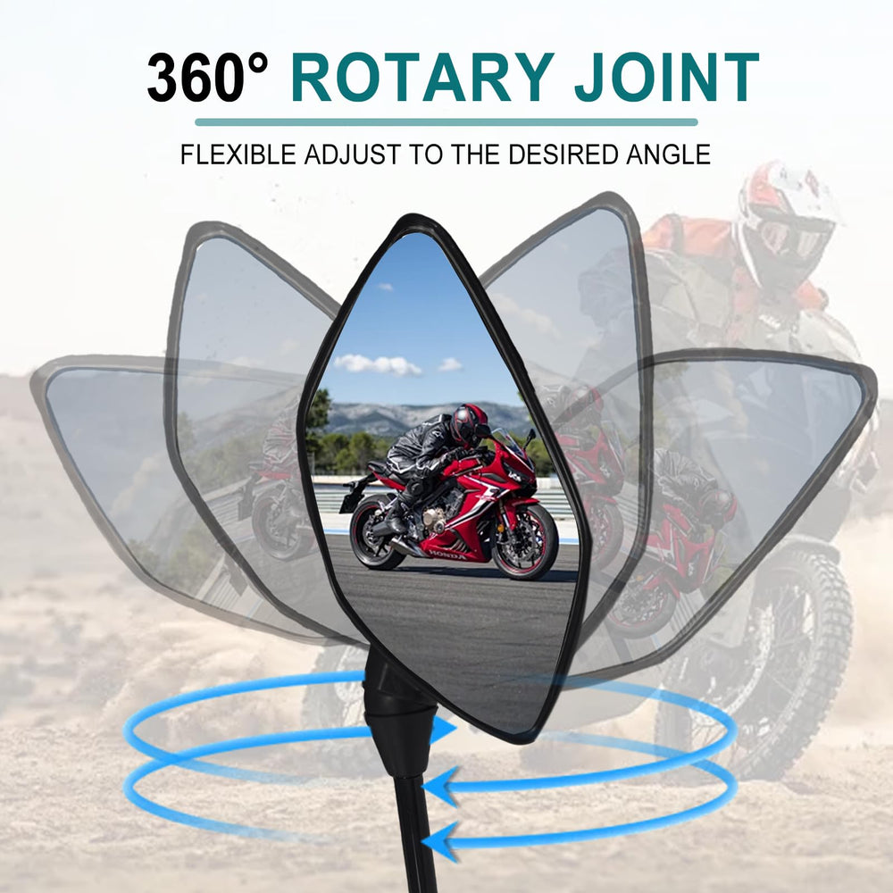 QYMOTO mirror ball-joint allows smooth 360-degree adjustment for the best angle.