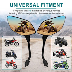 QYMOTO ATV mirrors right side view delivers wide-angle awareness during fast maneuvers.