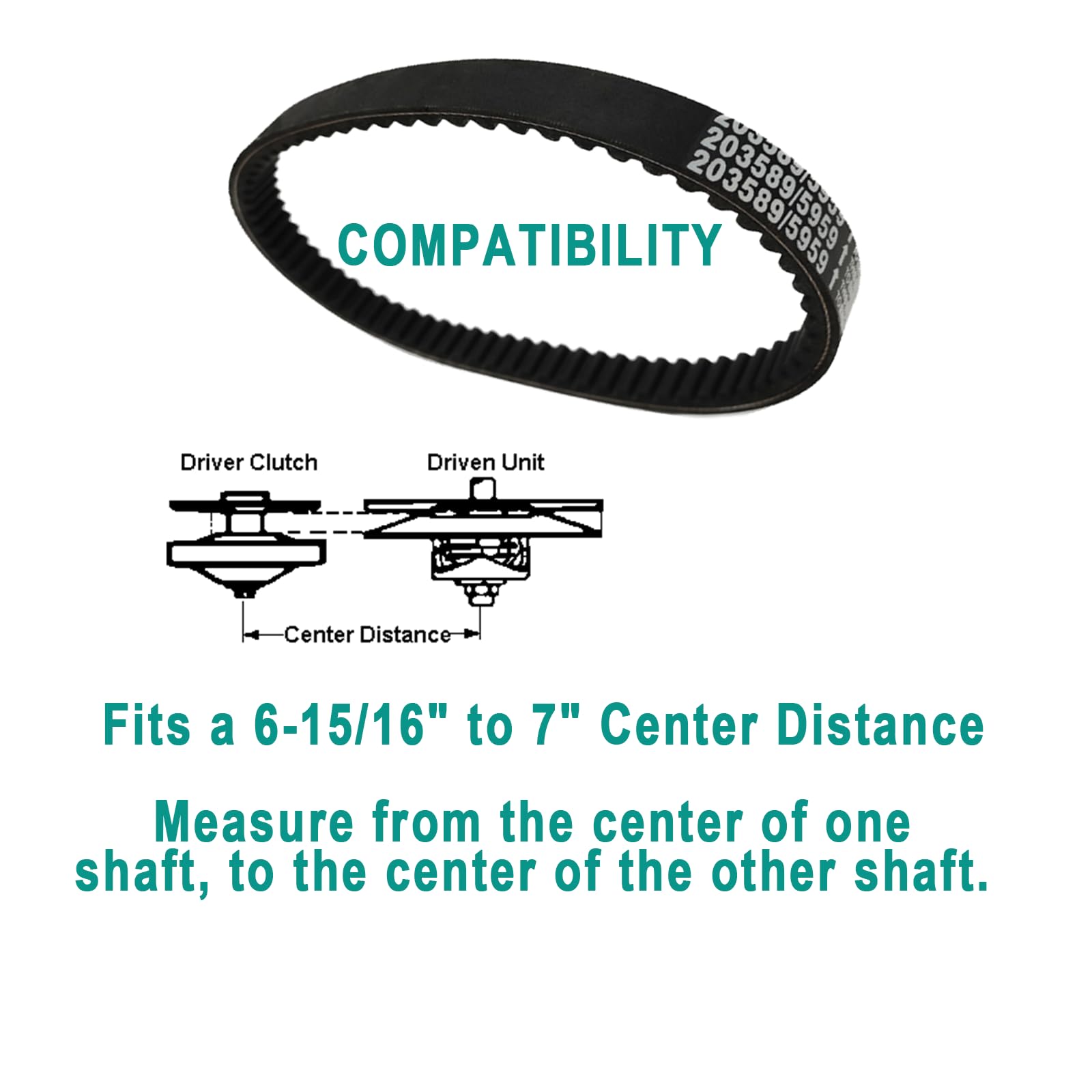 QYMOTO 203589 belt length confirms 27-1-32 inch sizing