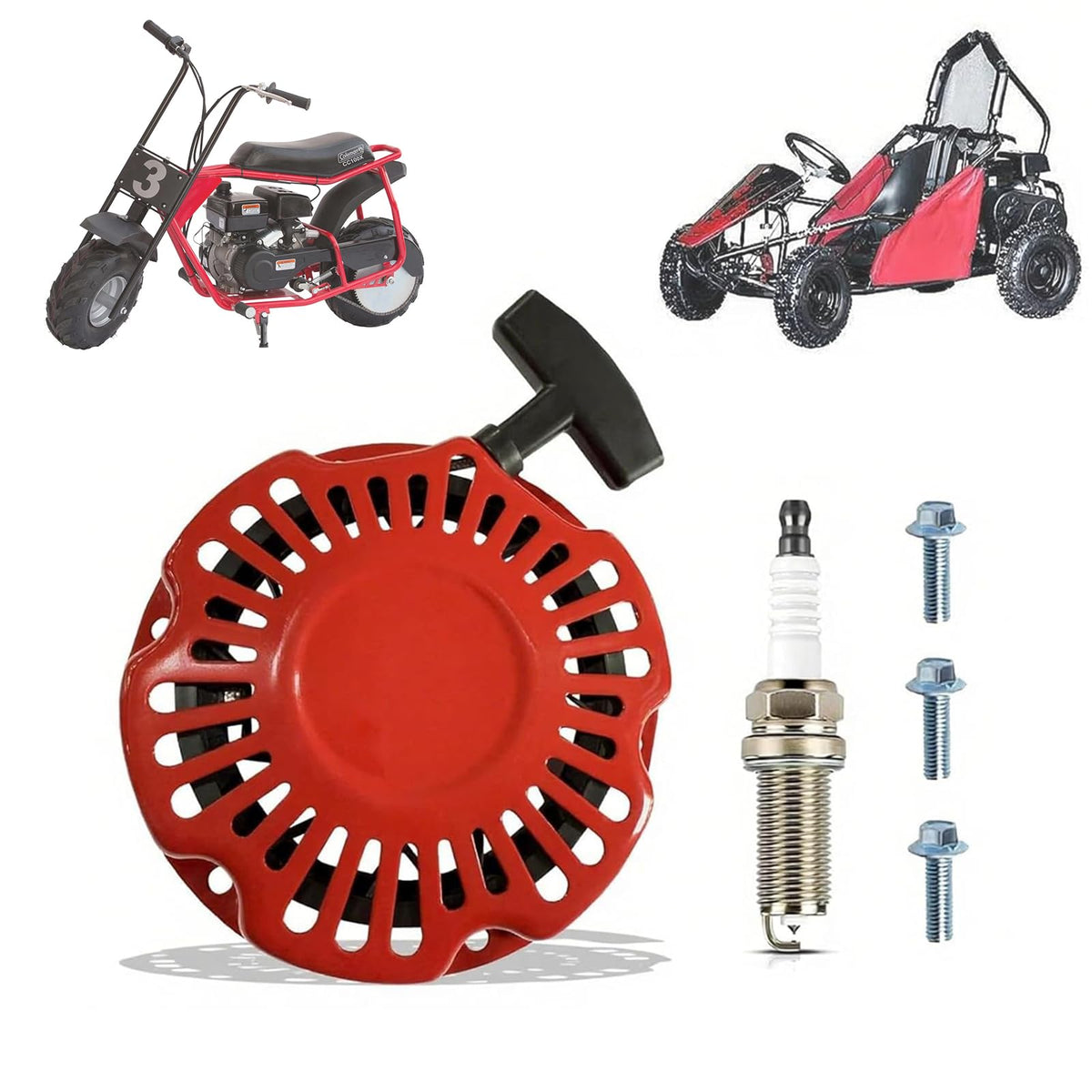 QYMOTO CK100-S pull-start recoil with durable nylon rope for easy starting.