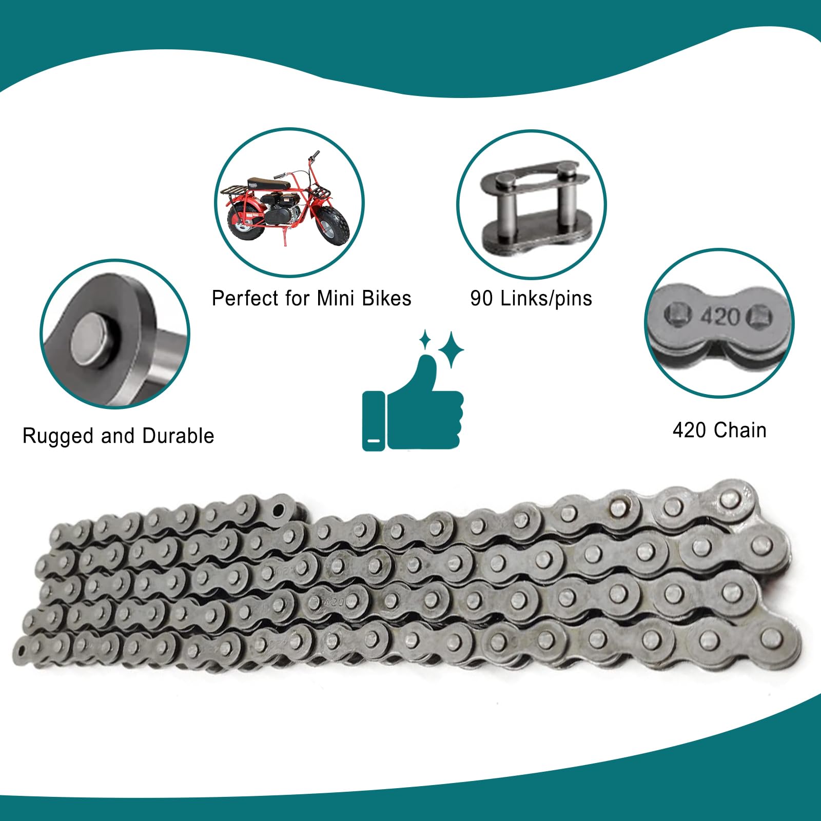 QYMOTO CT200U master link included for quick, secure chain assembly.
