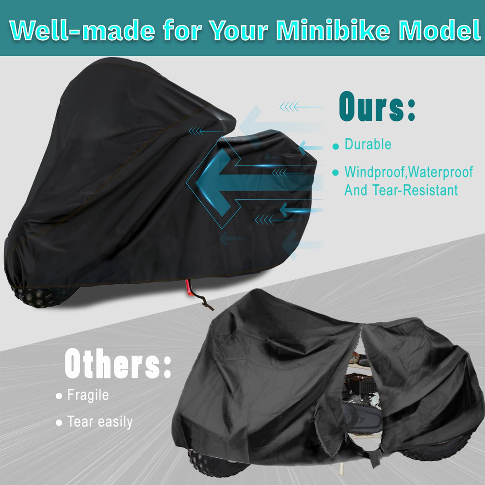 QYMOTO CT200U mini bike cover material closeup on rugged 420D fabric