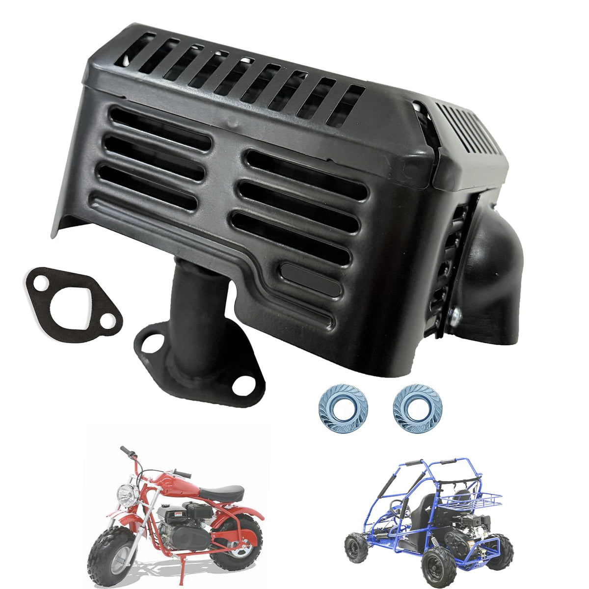 QYMOTO exhaust muffler deflector on Coleman CT200U improves exhaust flow and noise reduction