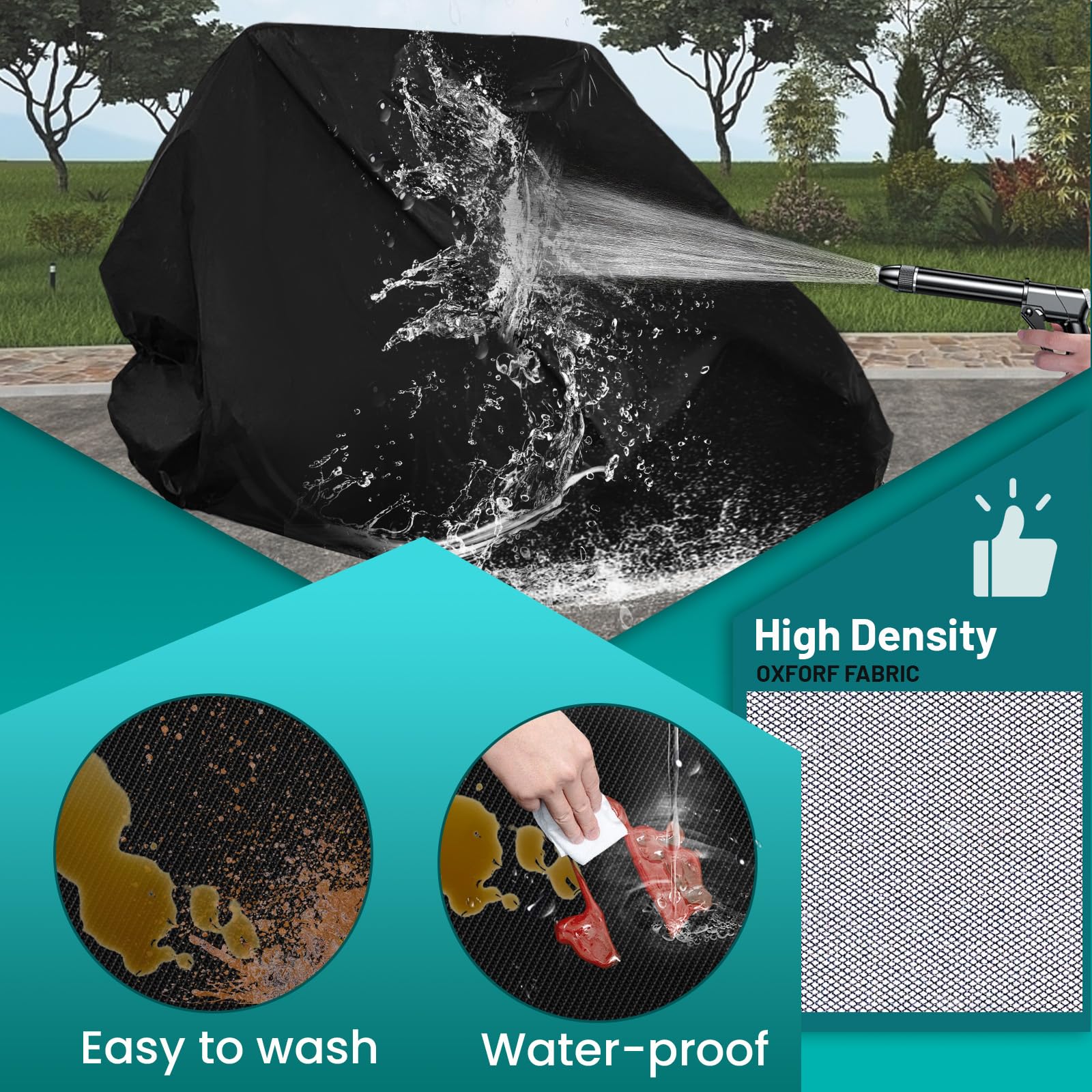 QYMOTO go kart cover adjustable hem tension keeps a snug fit.