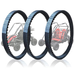 QYMOTO go kart drive belt closeup shows durable construction for endurance