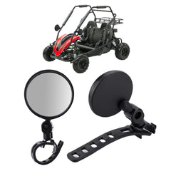 QYMOTO go kart mirror left side view improves rear awareness.