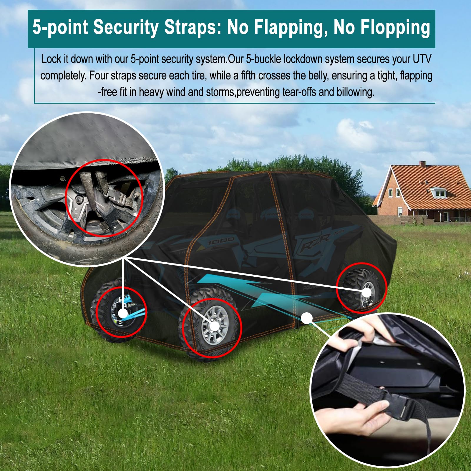 QYMOTO side-zip design UTV cover enables easy access during storage