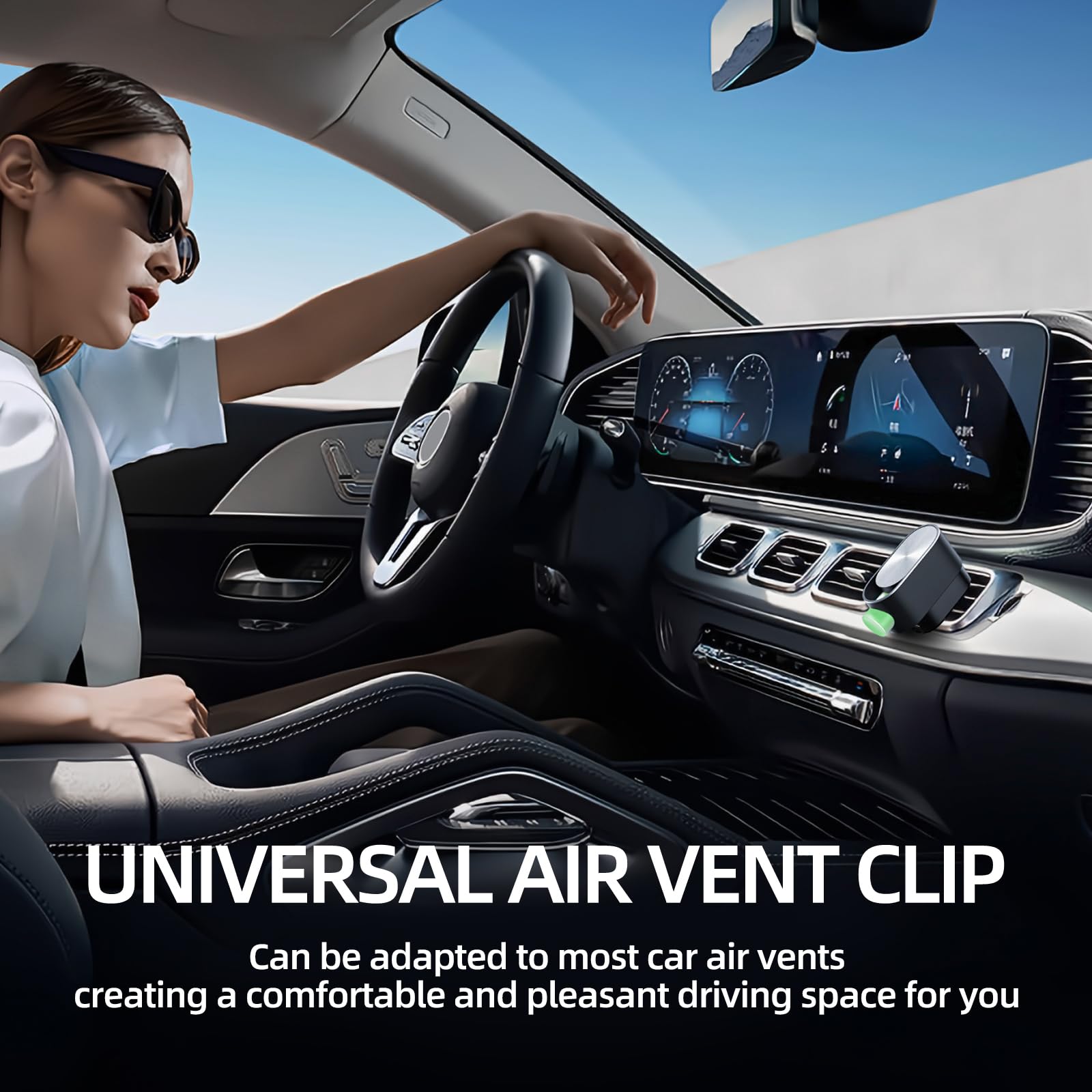 QZD aluminum alloy car diffuser adds sleek style to your dashboard.