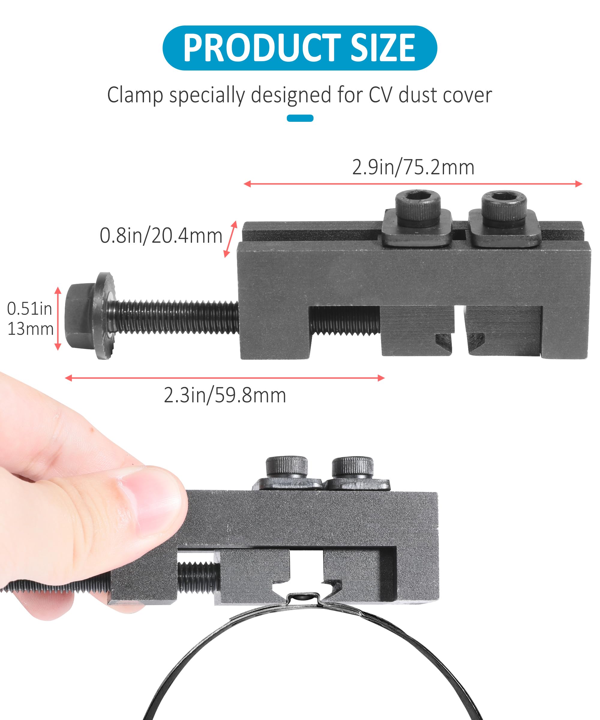 Qziulr Zlirfy CV boot clamp tool showing screw adjustment for precise opening.