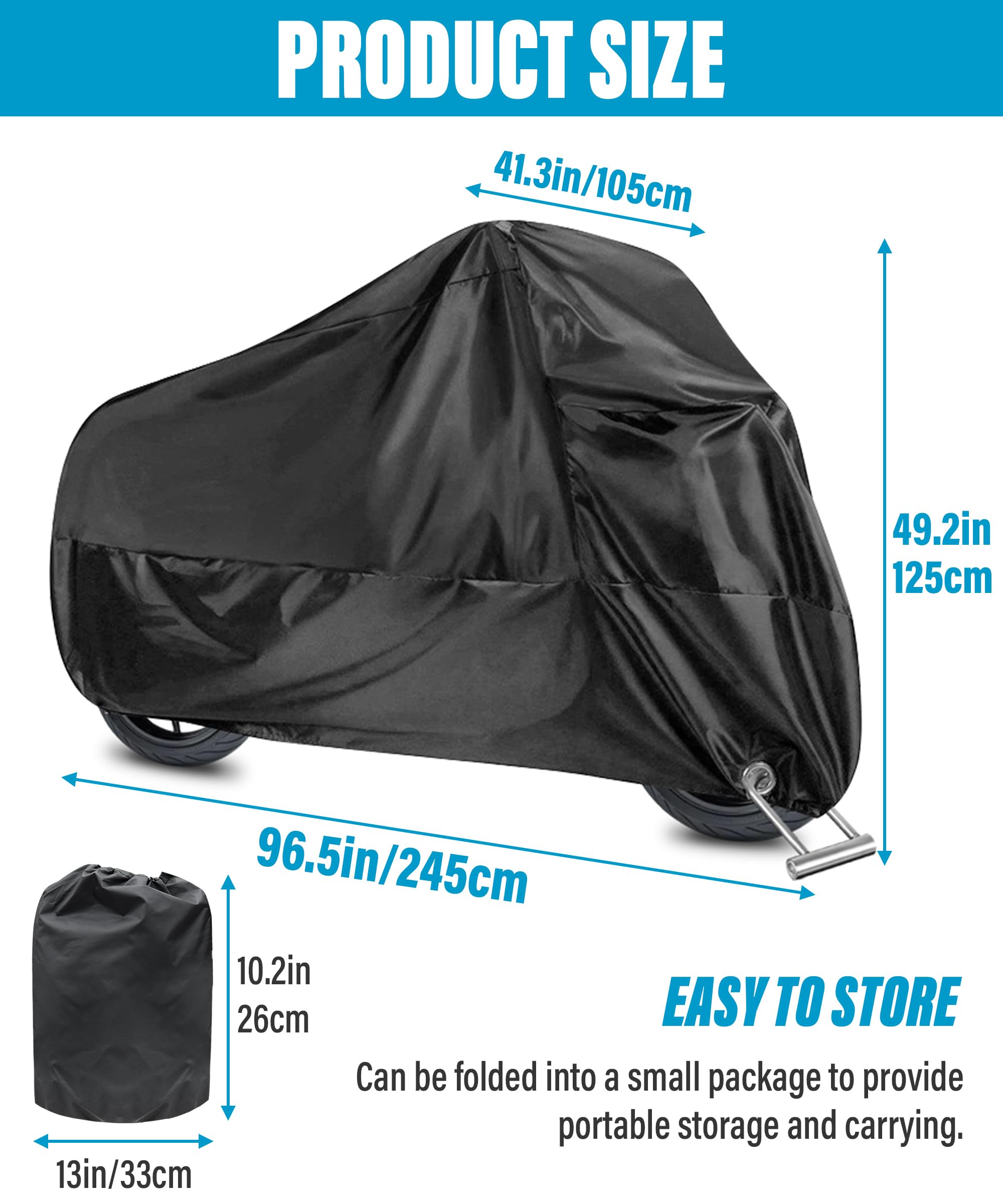 Qziulr Zlirfy lock-hole design adds security while the cover protects your motorcycle.