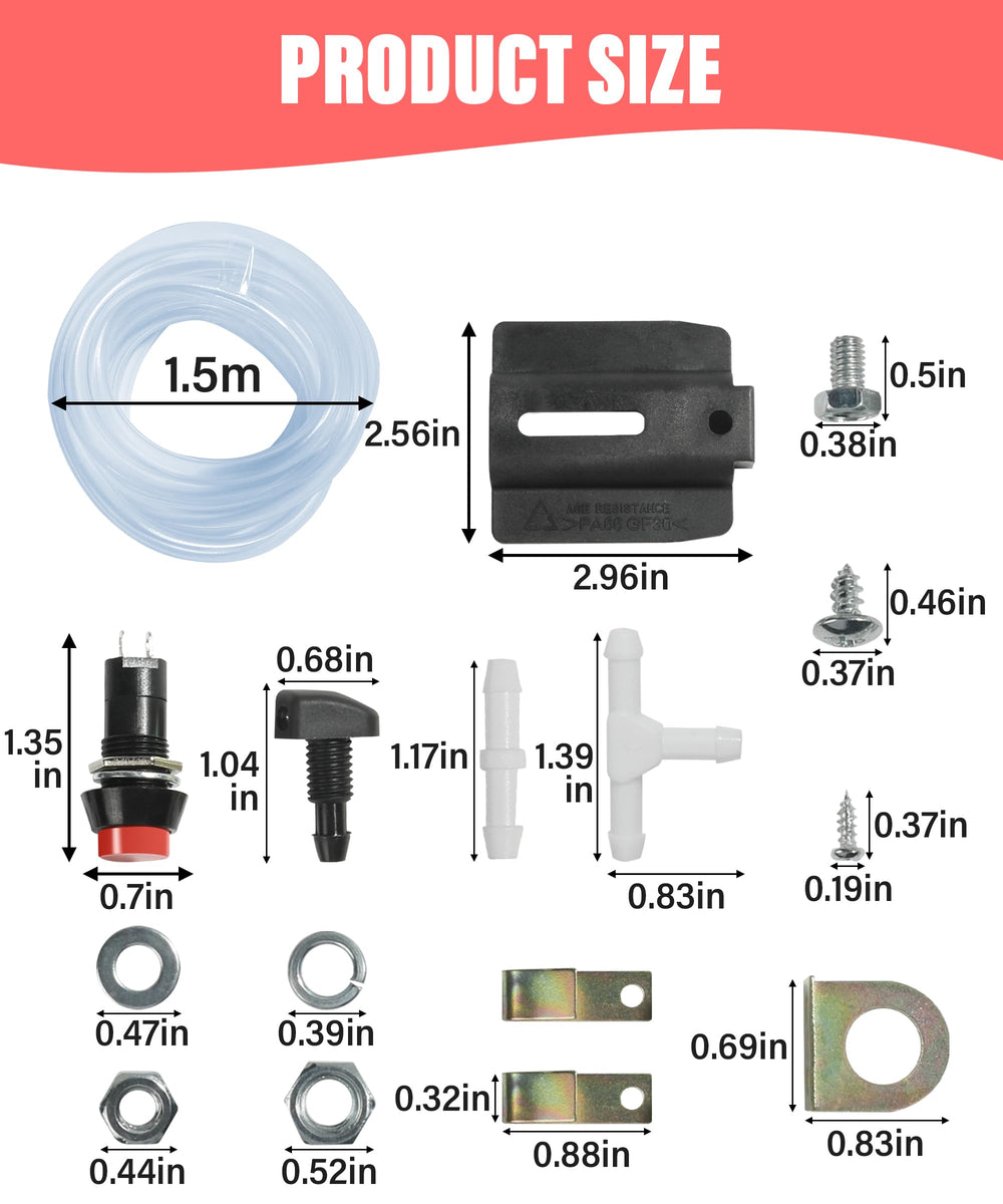 Qziulr Zlirfy windshield bottle pump assembly, secure connectors for reliable operation.