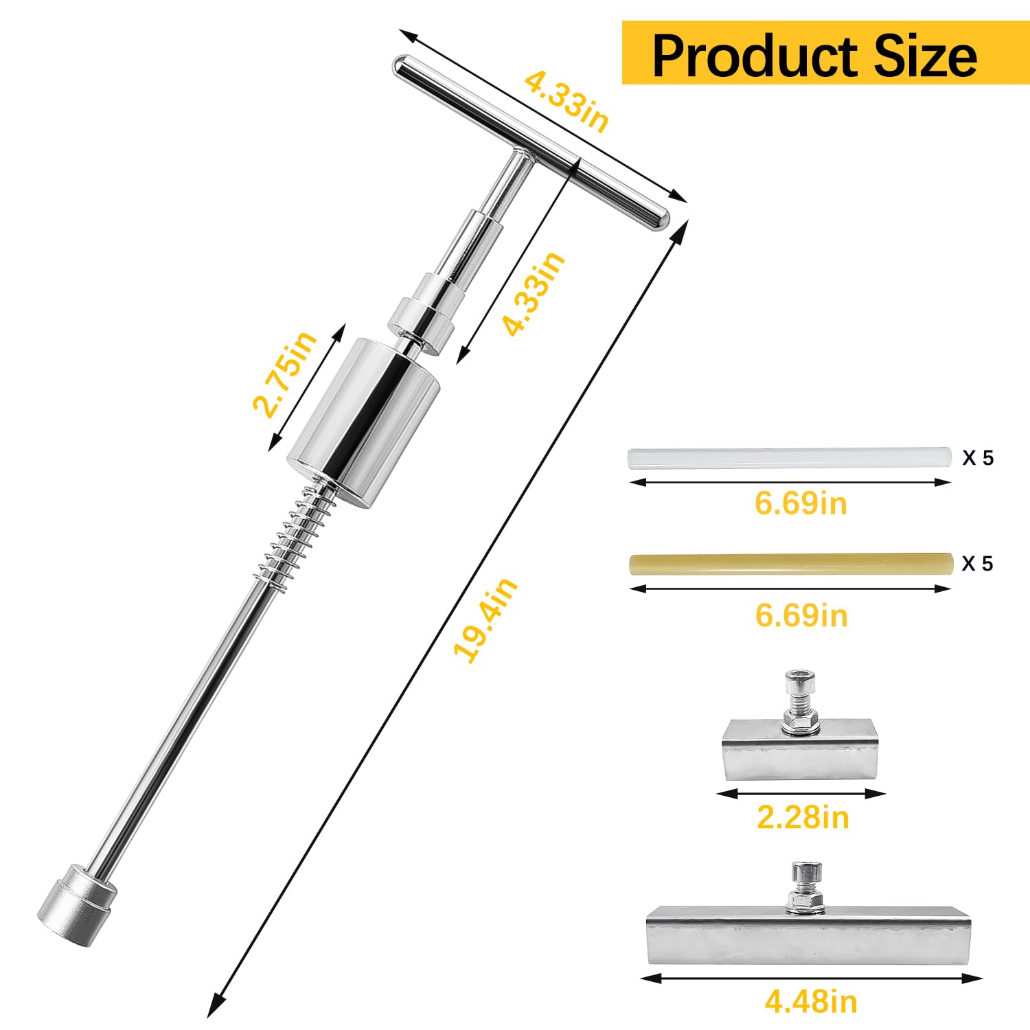 QZQUFJ car dent puller kit yellow adhesive sticks for secure dent tab adhesion