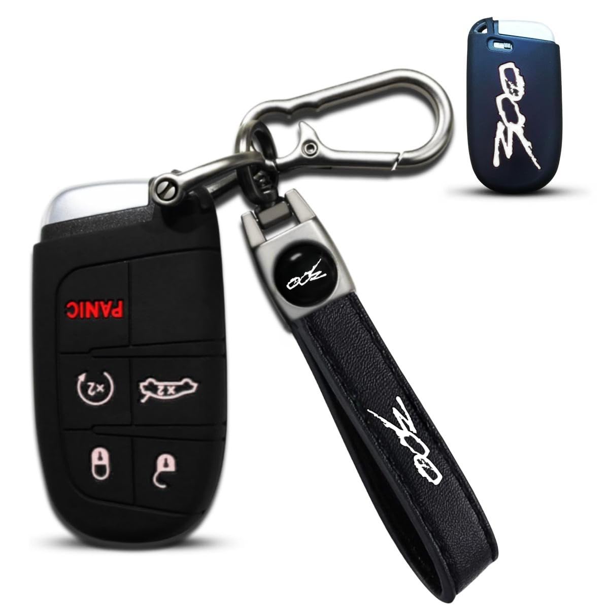 QZXIAOGU 300 emblem keychain with soft silicone white cover protects the key fob.