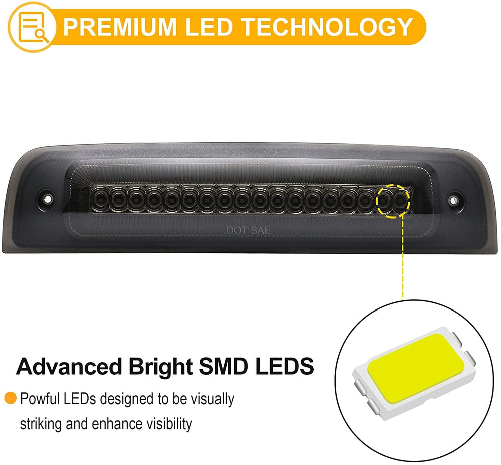 R&F Auto LED strobe third brake light mounted on high position for better visibility.