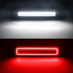 R&F Auto LED strobe third brake light in red flash mode for enhanced warning.