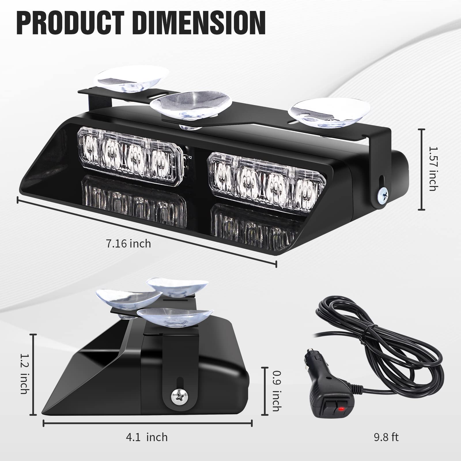 XRIDONSEN 12V cigarette adapter powering the strobe