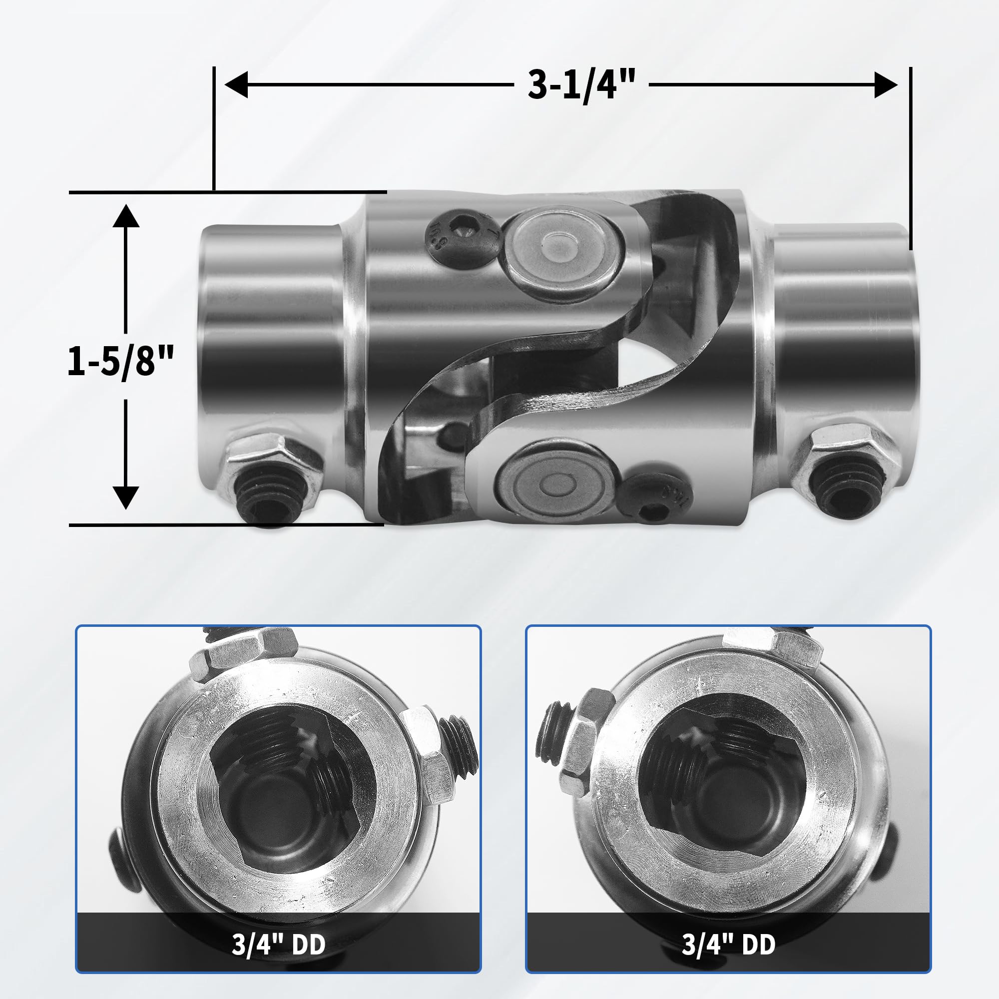 RABROPAR U-joint ends 3/4 in DD no splines for easy fit