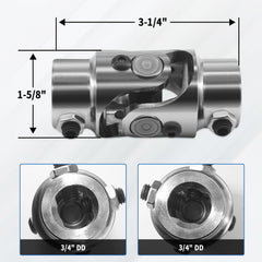 RABROPAR U-joint ends 3/4 in DD no splines for easy fit