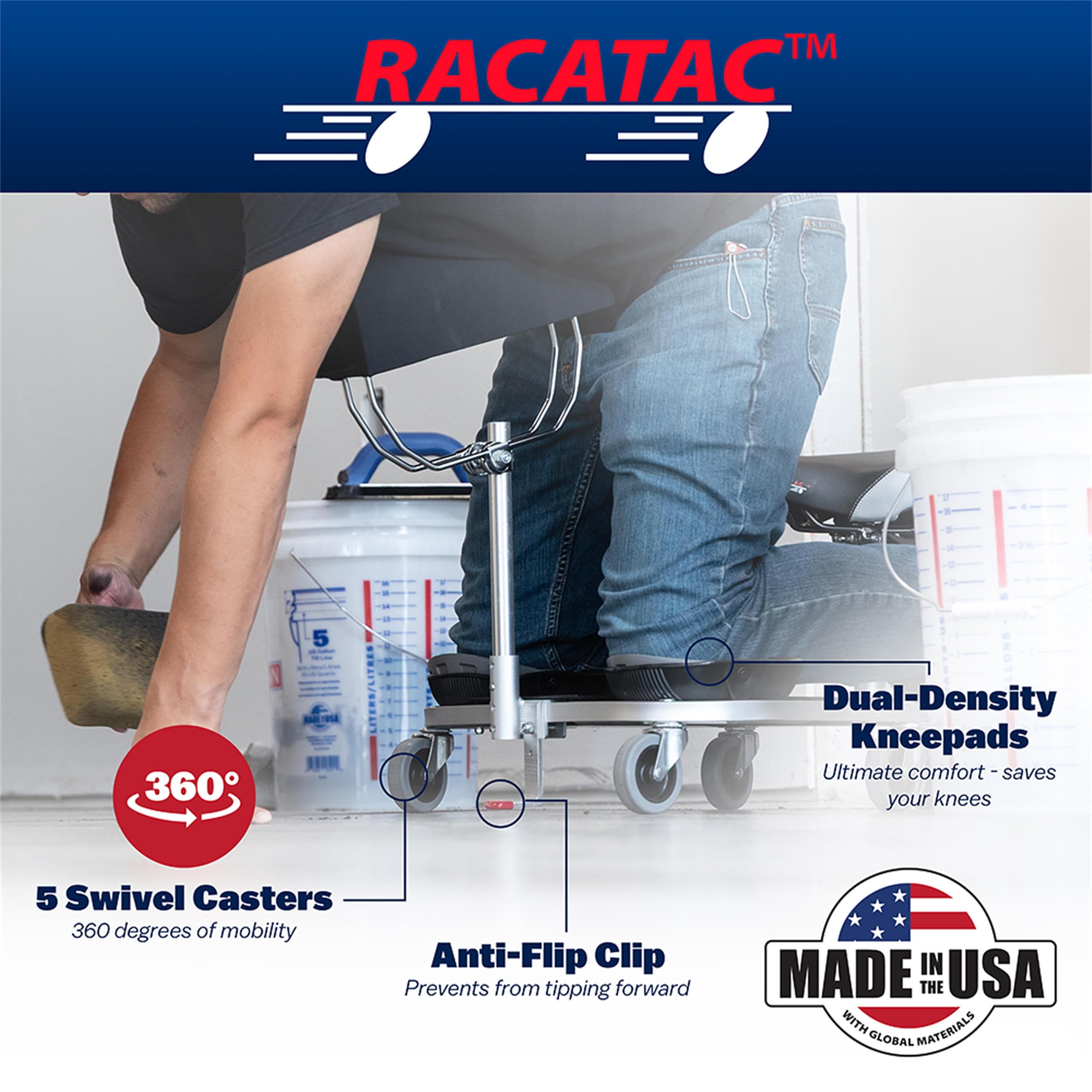 Racatac built-in knee-pads deliver cushioned support while maintaining mobility.
