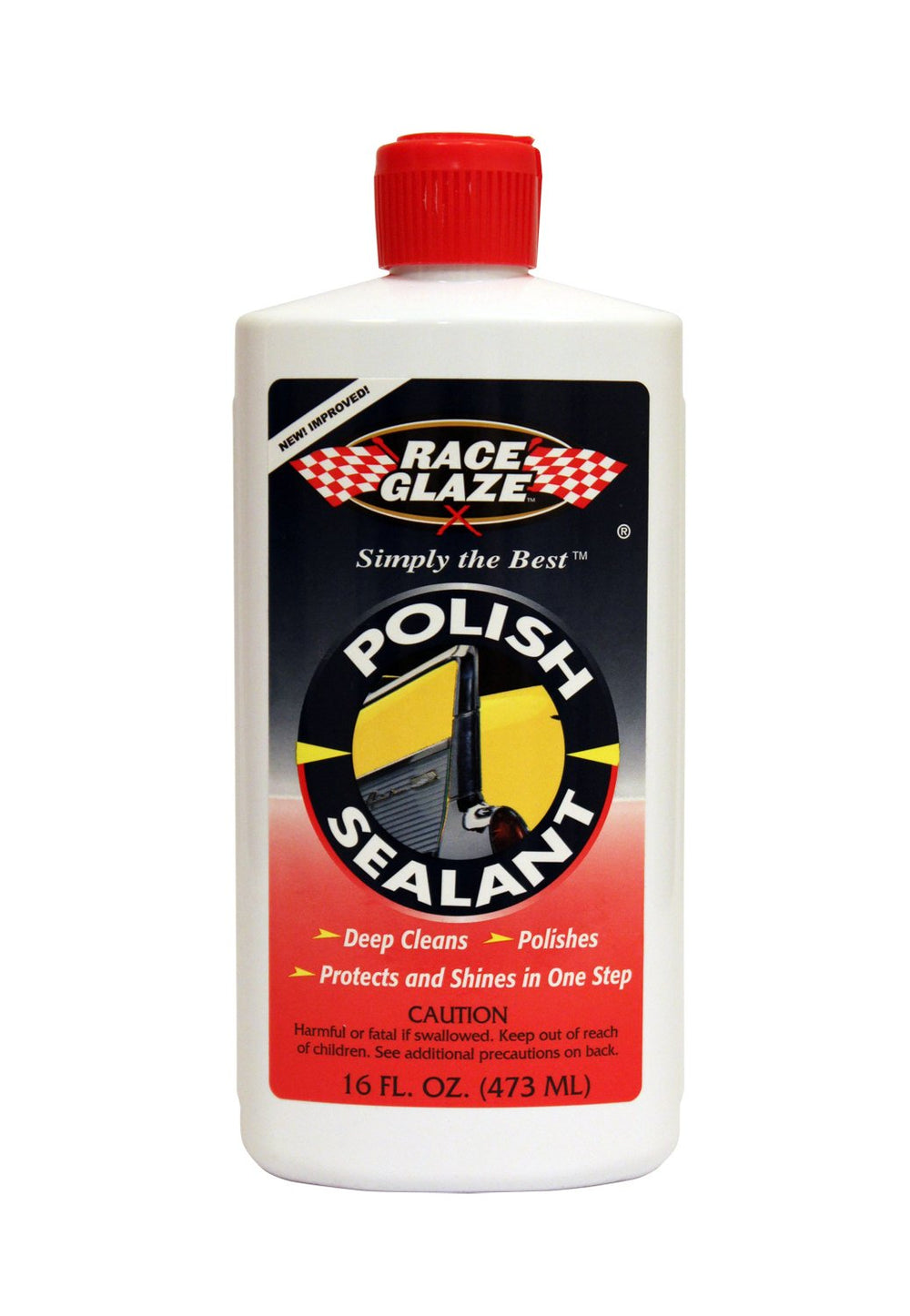 Race Glaze Polish and Sealant bottle showing glass-like gloss and protective seal