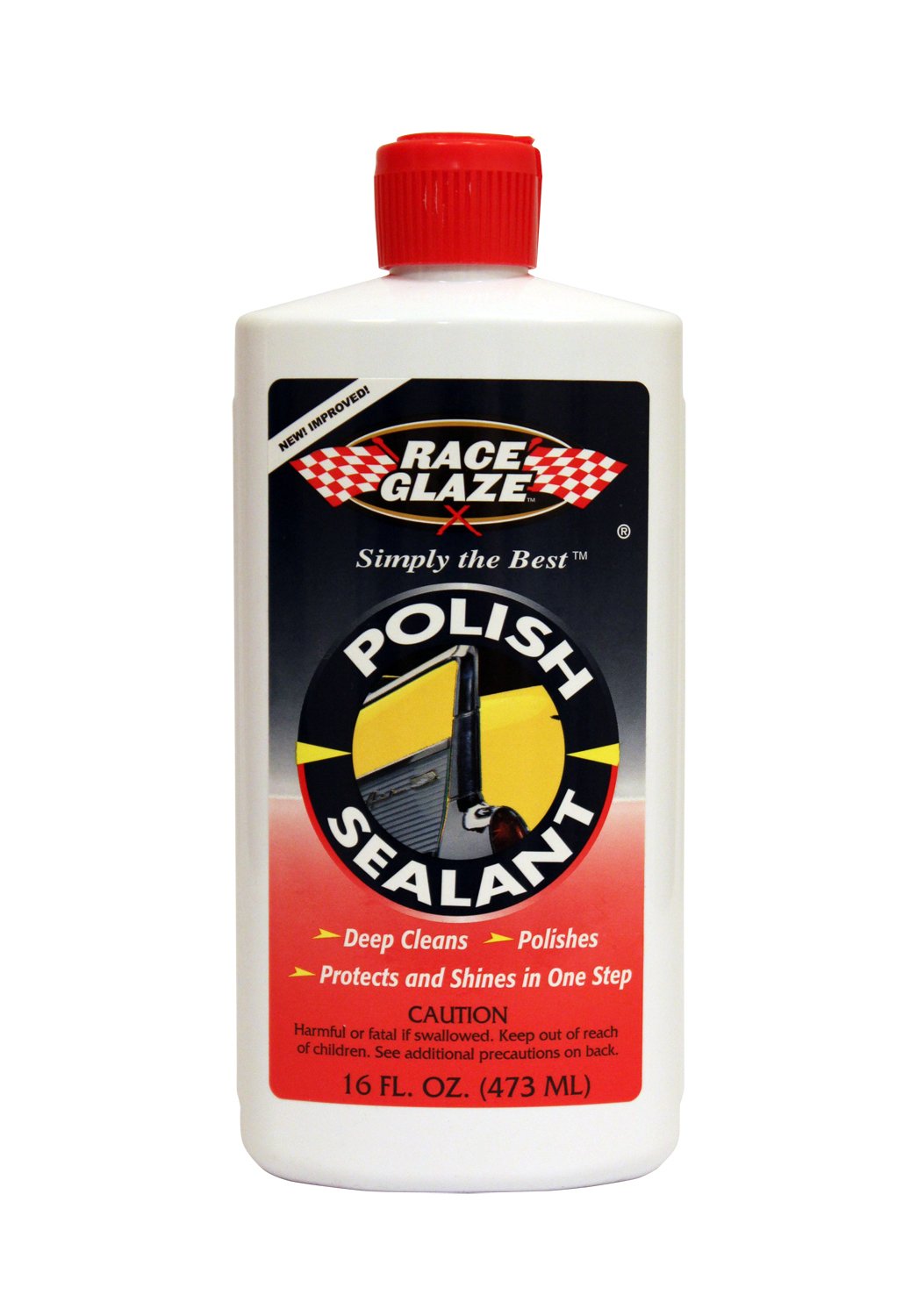 Race Glaze Polish and Sealant bottle showing glass-like gloss and protective seal