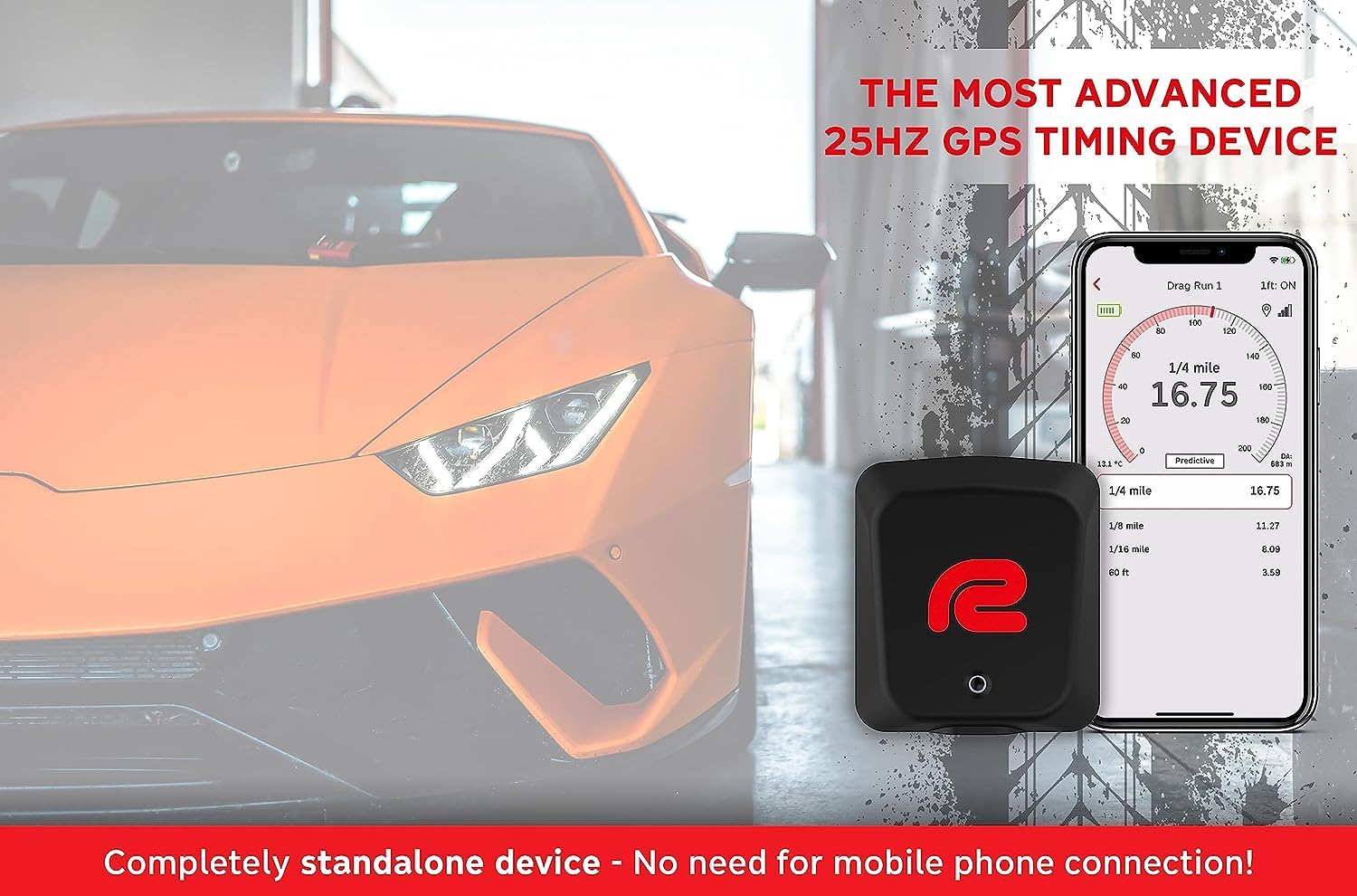 RaceBox Mini S onboard storage session enables offline data capture.