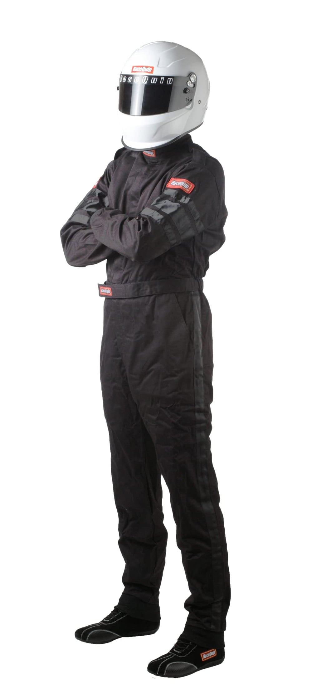 RaceQuip 110008RQP suit front view showcases protective design for track use