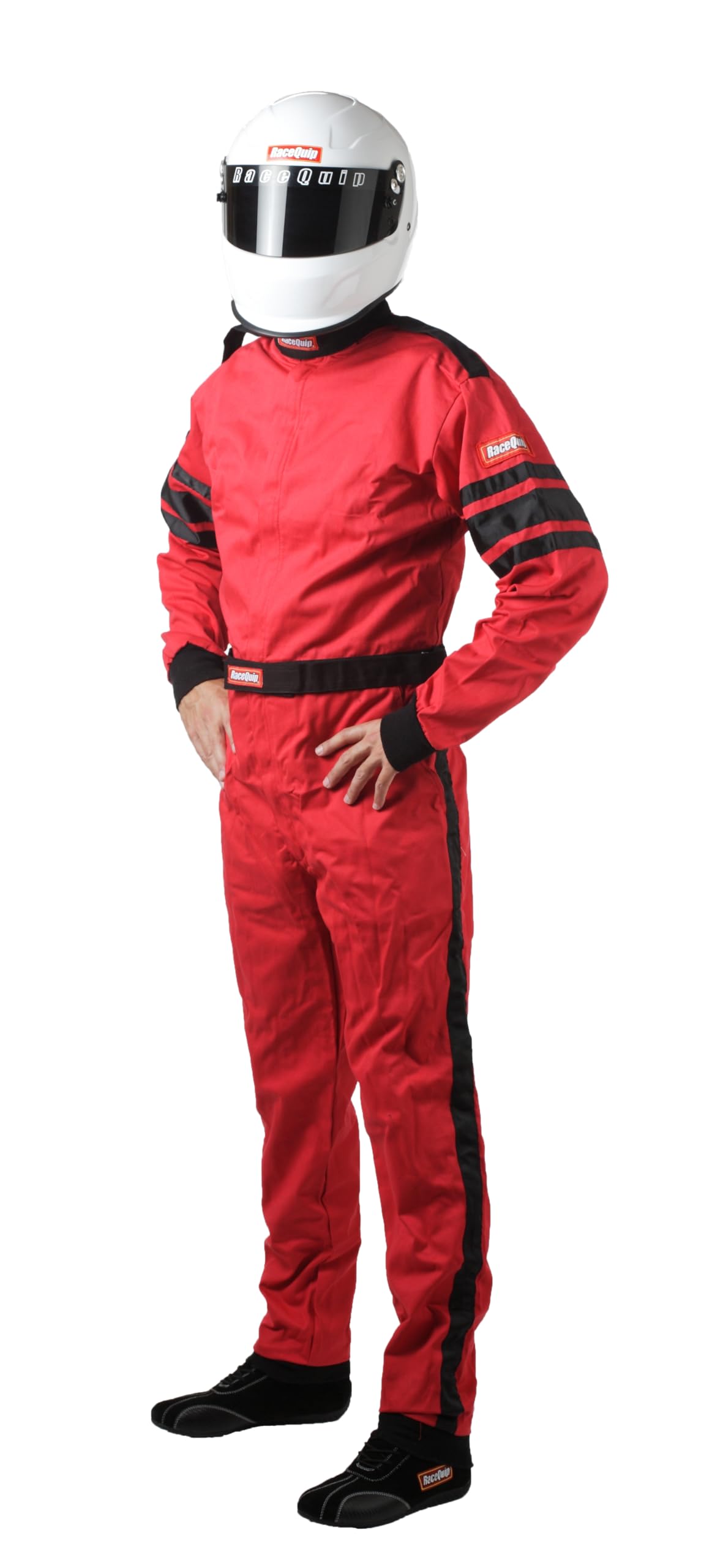 RaceQuip 110015RQP front view highlights red and black racing stripes for track-ready style