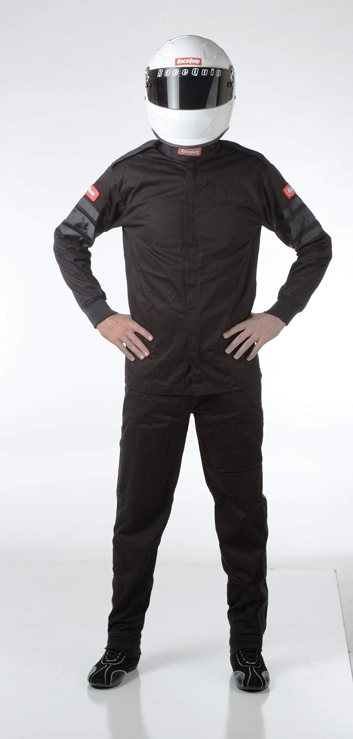 RaceQuip 111005RQP driving jacket back view with high collar and epaulets for protection