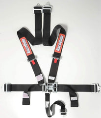 RaceQuip 711001 racing harness in black with 3-inch straps for track safety and durability.