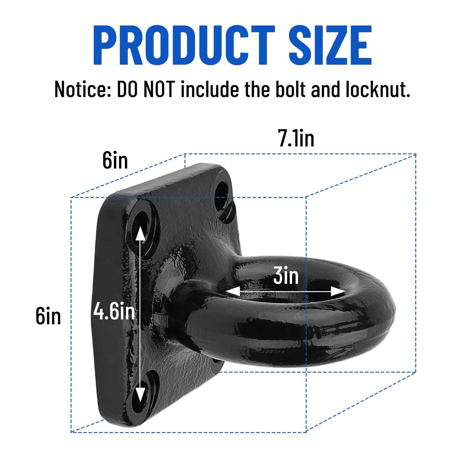 Racewill 3-inch inner diameter fits pintle hitches, pintle balls, and hooks.