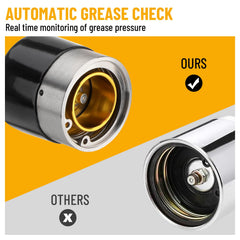 Racewill automatic grease check piston demonstrates real-time lubrication monitoring.