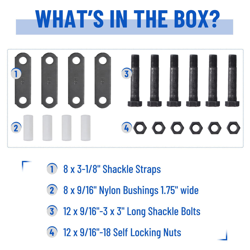 Racewill bolts and locking nuts (12 pcs) resist corrosion for durable assembly.