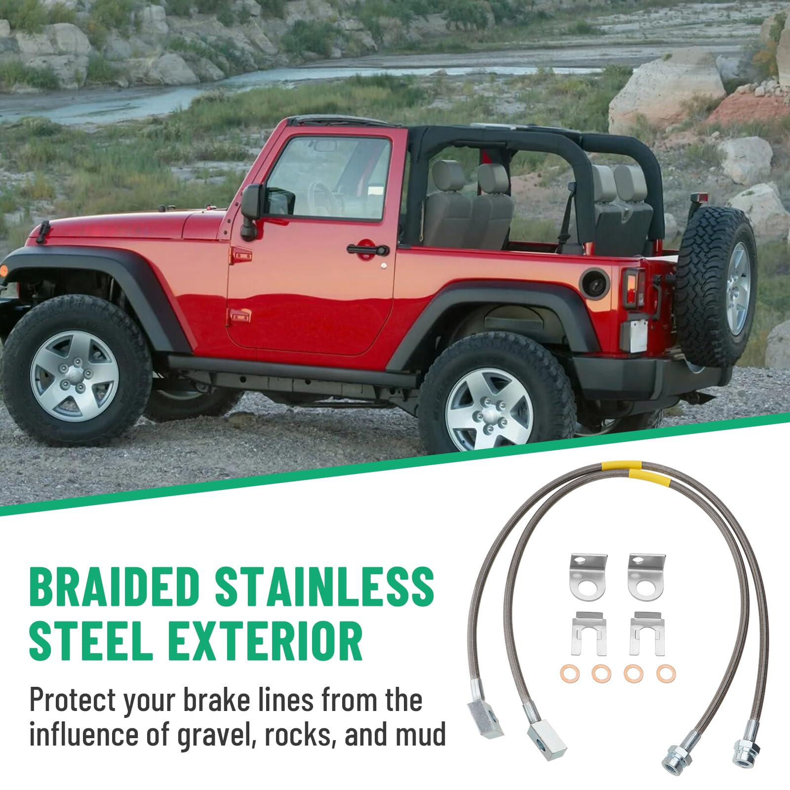 Racewill braided stainless exterior protects against debris