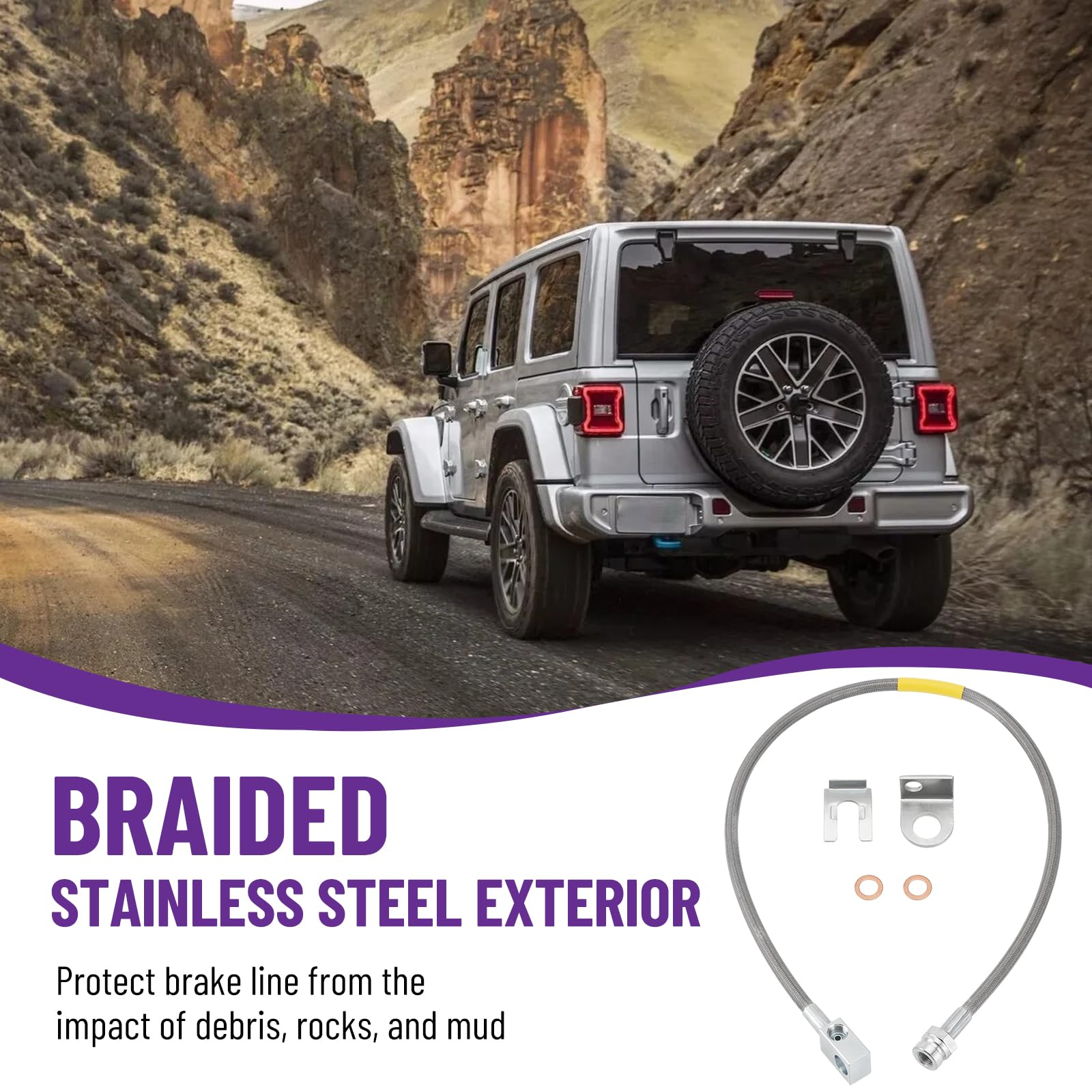 Racewill brake line assembly for Jeep Cherokee and Wrangler compatibility.