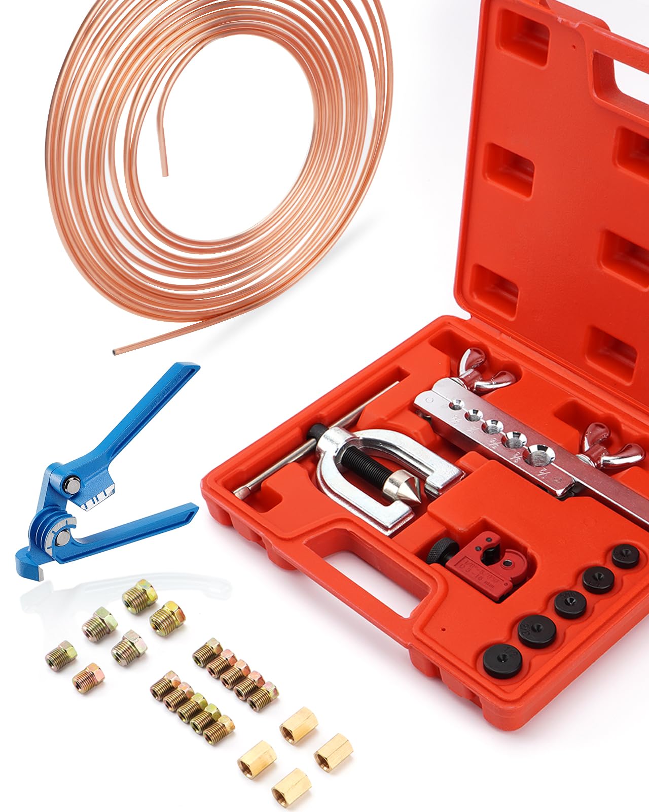 Racewill brake line kit 25ft coated close-up shows rust-resistant copper coating.