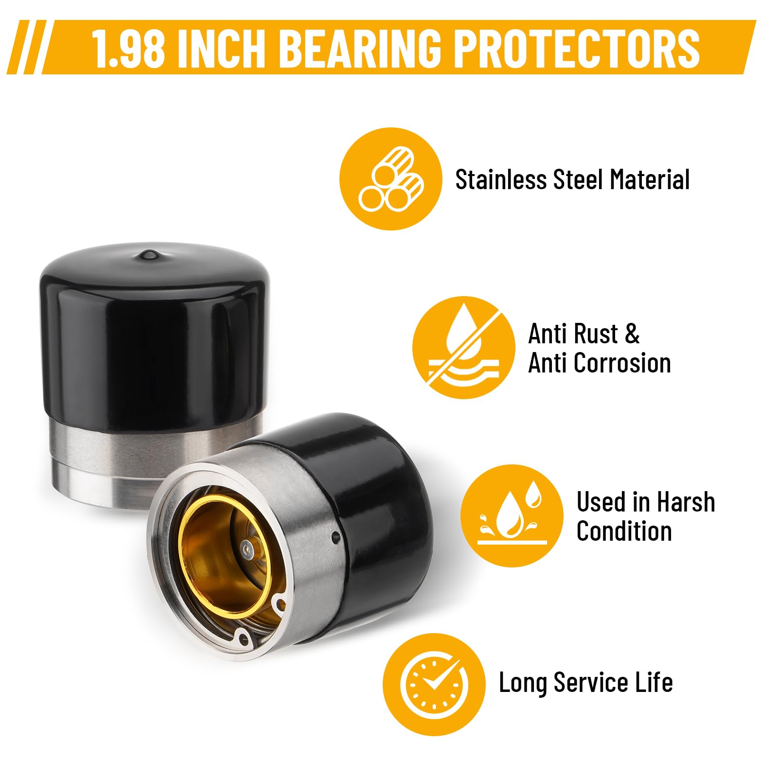 Racewill chromed stainless bearing protector showing corrosion resistance for water environments.