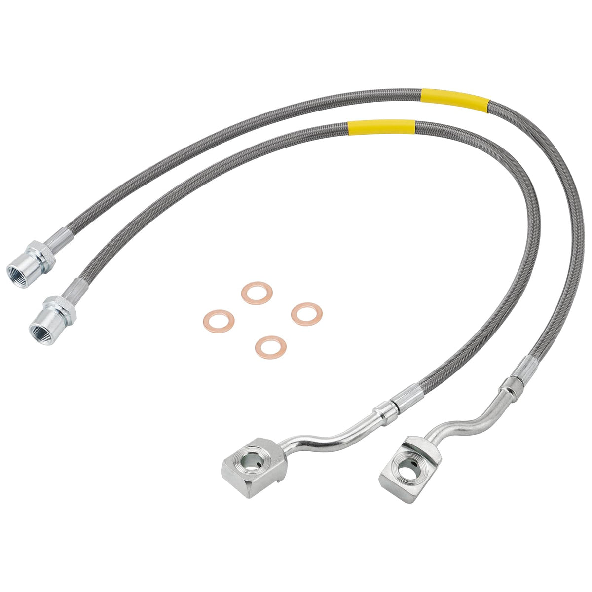 Racewill front brake lines 89370 assembly showing durable stainless steel construction