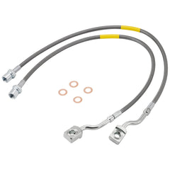 Racewill front brake lines 89370 assembly showing durable stainless steel construction