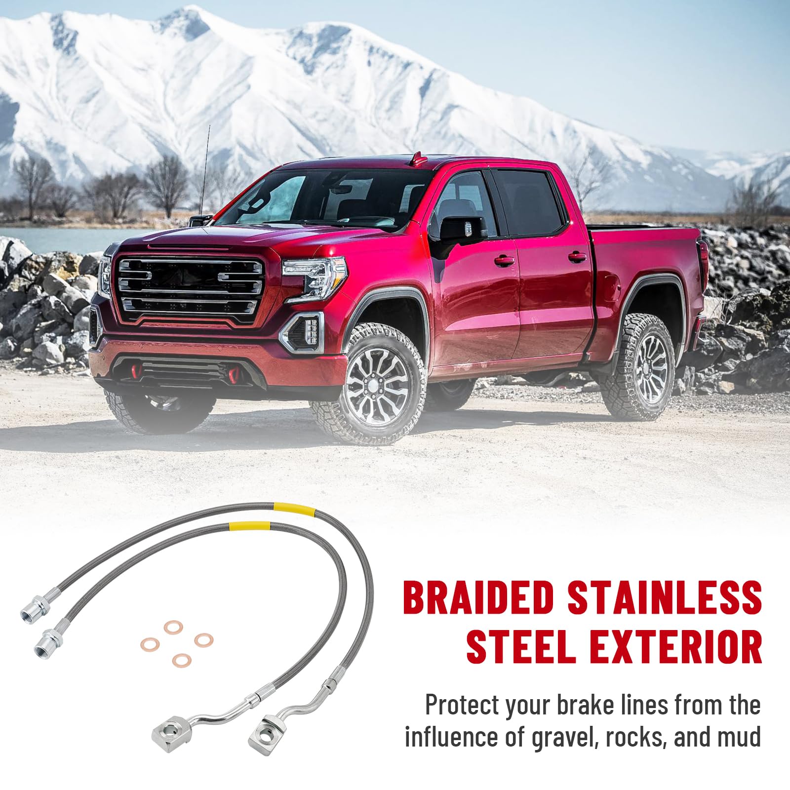 Racewill front brake lines for Chevrolet Silverado 1500 2007-2019